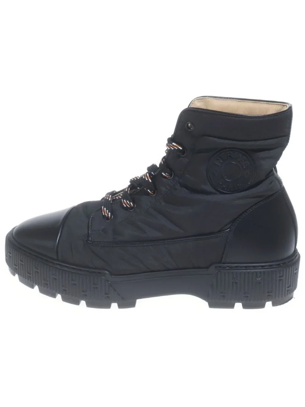 Hermes Fresh Short Boots Nylon Paneled Lace-up Rubber Sole Black